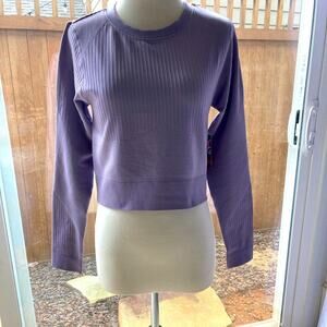 NEW DSG Purple Ribbed Knit Long Sleeve Cropped Sweater Top Size L
